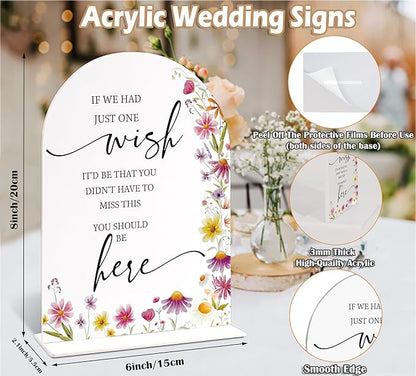 You Should Be Here Wedding Memorial Table Sign, Wild Flower Arch Acrylic Wedding Signs for Reception, Love Is In Bloom Bridal Shower Floral Engagement Party Decorations, 6x8 Inch