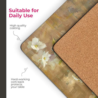 Pimpernel Exclusive Art Collection Placemats & Coasters Set – (15.7" x 11.7") Cork-Backed Boards with Lacquered Finish, Heat & Stain Resistant Table Mats for Dining, Kitchen & Coffee Accessories