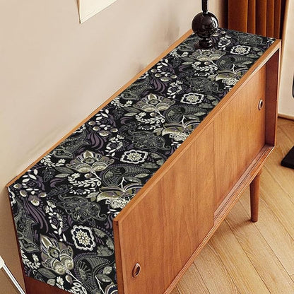 Retro Paisley Table Runner, Rustic Traditional Farmhouse Boho Floral Print Linen Coffee Table Center Decor for Family Kitchen Farmhouse Holiday Party Table Decorations Indoor Outdoor 13x36 inch