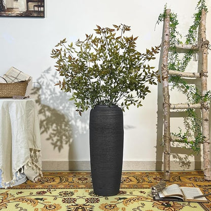 Large Rustic Ceramic Black Vase,19.7 Inch Tall Pottery Farmhouse Decor Floor Vase Vintage Flower Vases for Home Living Room Entryway Table Centerpiece Decor,Terracotta Vases,Wedding Gift