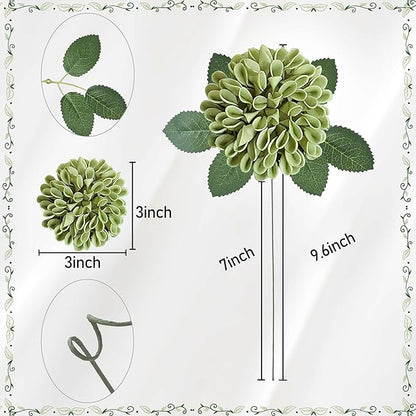 Artificial Flowers, 50pcs Artificial Rose for DIY Wedding Bouquets Centerpieces Arrangements, Elf Green Dahlia Flowers with Stem for Bridal Shower Party Home Decorations