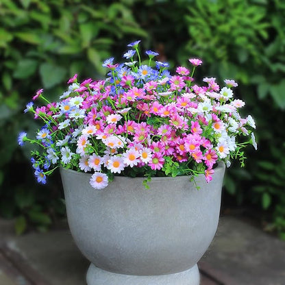 Artificial Flowers for Outdoors Colorful Daisy 20 Bundles Faux Plant Outdoor Spring Summer Decor Realistic Fake Plants Outside for Planters Front Porch Backyard Decor (20 Bundles 5 Colors)