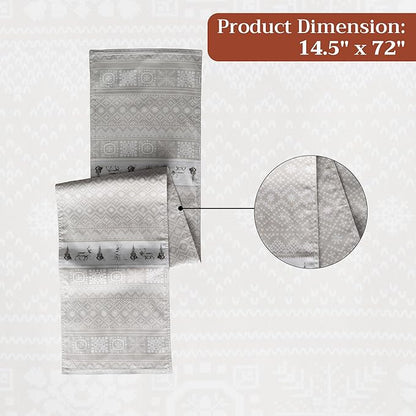 Maison d' Hermine Table Runner 100% Cotton Double Layer Table Runners 72 inches Long for Thanksgiving Christmas Decorations Home Kitchen Dining Party Wedding (Cozy Christmas, 14.5" x 72")