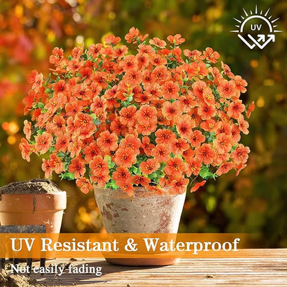 AGIRL 16 Bundles Artificial Fall Flowers Outdoor Indoor Decoration,No Fade Autumn Fake Plastic Plants with Eucalyptus Leaves,Faux Mums for Thanksgiving Garden Front Door Porch Patio Fall Decor