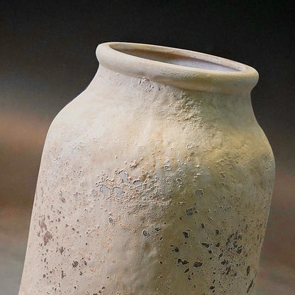 Farmhouse Rustic Vase, 9 Inch White Ceramic Vase for Home Decor Living Room Shelf Office Entryway Table Decor