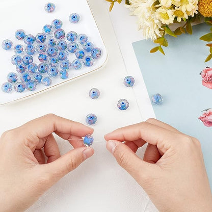 PH PandaHall 45pcs 12mm Gold Sand Lampwork Beads Glass Handmade Round Loose Beads with Hole for Rosary Making Jewelry Craft Making - Cornflower Blue
