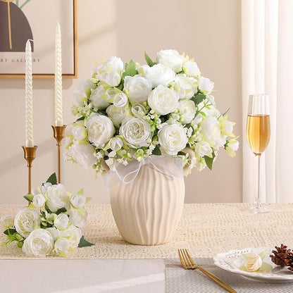 Luyue 8 Packs Peonies Artificial Flowers Vintage Faux Peony Bouquet Fake Flower for Vase Silk Floral Arrangements for Table Centerpiece Wedding Decoration Indoor Home Decor