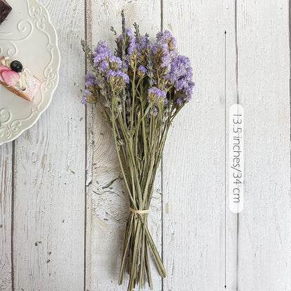 L'BREVOGA Dried Lavender & Statice Flower Bouquets, 100% Natural Dried Flowers for Decoration Home Party - Light Purple, 13.5 in