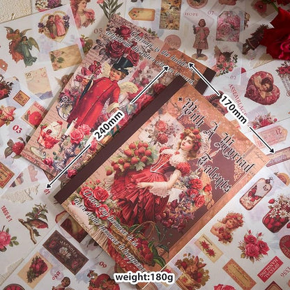 Snycler Sticker Book - 24 Sheets Vintage PET Stickers for Scrapbooking, Junk Journaling, Ephemera, and Decorative Crafts - Pre-Cut Floral Design Stickers Vintage-4