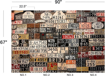 Eierme-Old License Plates from Around The World Mural Wallpaper Peel and Stick 90" x 67"