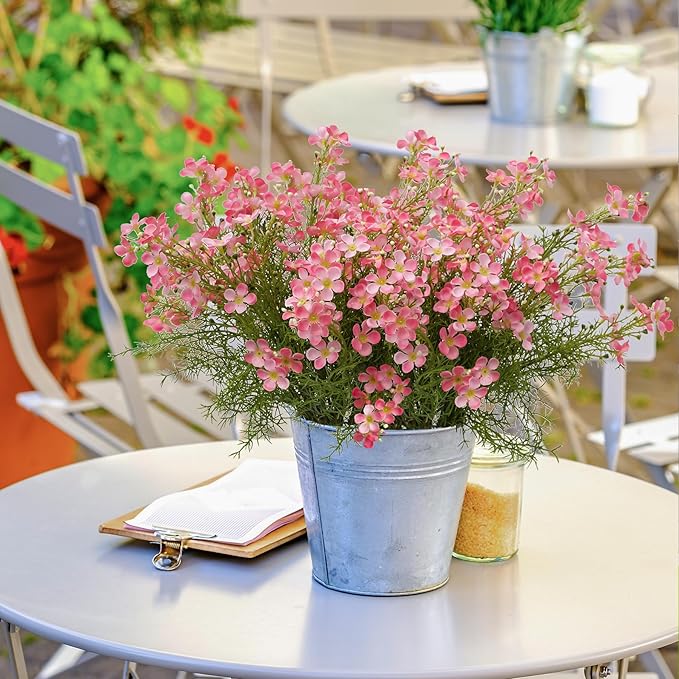 Spring Decorations for Home Fake Flowers Hydrangea Artificial Plants Indoor Mantle Decor Plastic Flowers Artificial Plants Outdoor Garden Decor Hanging Plants 6pcs（Pink） Flowers