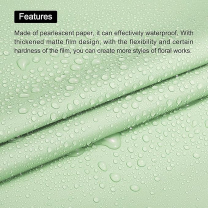MECCANIXITY 10 Pcs Flower Wrapping Paper 22.8x22.8 Inch Waterproof Florists Wrapping Paper for Florist Bouquet Supplies, DIY Crafts, Gift/Gift Box Packaging Light Green