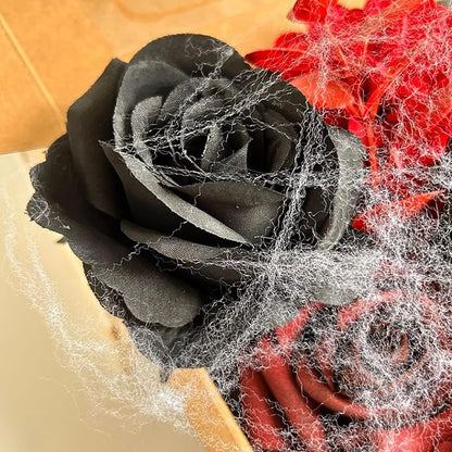 ASTRYAS Artificial Flowers Combo Orange Black Burgundy Peonies Roses Flower for DIY Wedding Bouquet Bridal Party Table Centerpieces Floral Arrangement Home Halloween Decor