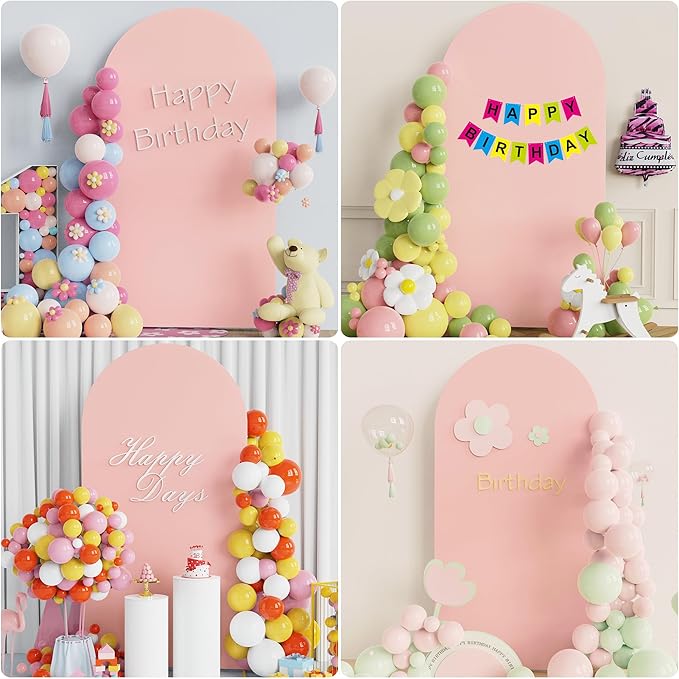 Wokceer 6.6FT Wedding Arch Backdrop Cover Spandex Fitted Wedding Arch Stand Covers Round Top Chiara Backdrop Cover for Birthday Party Ceremony Banquet Decoration Pale Pink
