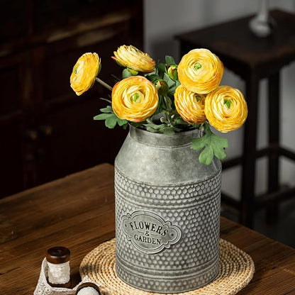 Yellow Ranunculus Artificial Flowerswith Real Touch Stem, Fake Ranunculus Flowers (Yellow, 6pcs)
