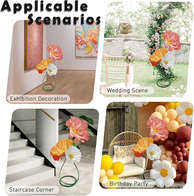 Paper Flowers for Decoration, Wedding Arch Artificial Flowers Adjustable Bendable Flower Decorations for Wedding, Propose, Engagement Baby Shower 3 Pack (Pink Orange White)