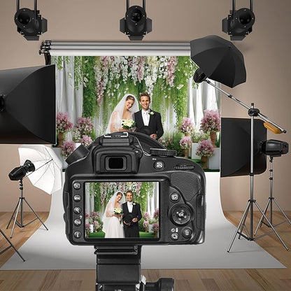 Baocicco Flowers Wedding Backdrops 10x6.5ft Green White Pink Floral Engagement Background Bridal Shower Backdrop Proposal Wedding Party Decoration Backdrop Valentines Day Banner Supplies
