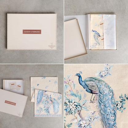 Maison d' Hermine Tablerunners 100% Combed Cotton Premium Table Runner Decorative Table Cover, Home, Kitchen, Dining, Peacock Utopia - Sandy Beach, Double Layer - (14.5"x108")