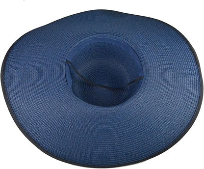 DRESHOW Beach Hats for Women Big Straw Wide Brim Summer Hat Floppy Foldable Roll up Cap Sun Hat UPF 50+