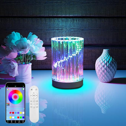 LED Lighted Vase for Flowers, 5-in-Tall RGB Color Changing Flower Vase, Unique Colorful Decorative Pot, Acrylic Vases for Home Office Table Shelf Decoration, Modern Room Decor Aesthetic