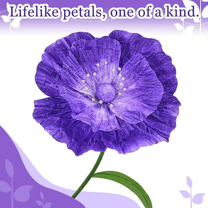 Purple Large Paper Flowers - Giant Paper Flowers 5.77FT Life Size Flowers Wedding Decorations for Birthday Party Outdoor Banquet Event Home Backdrop Decor