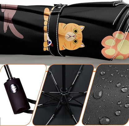 Small Compact Travel Automatic Folding Umbrella for Women, Portable Lightweight, Rain, Wind, UV Sun Shade
