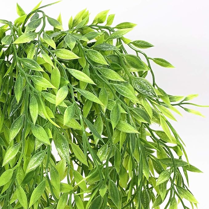 PASYOU Artificial Willow, Plastic Plants Greenery Leaves Fake Hanging Vine Faux Ivy for Home Indoor Outdoor Garden Door Wall DIY Basket Planter Filler Wedding Party Decoration UV Resistant - 8 Pack