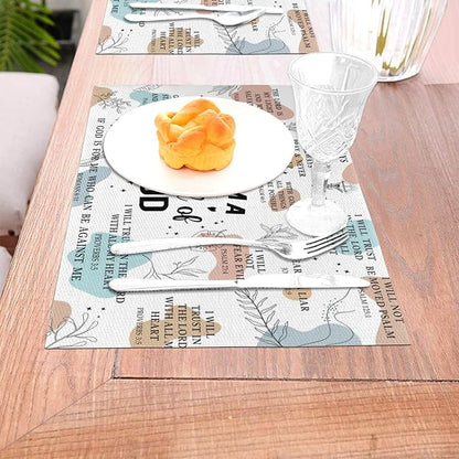 Christian Placemats Set of 4, Washable God Table Place Mats for Kitchen Holiday Party Farmhouse Decor Religious Happy Easter Day Decorative Place Mats 12"x18"