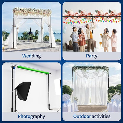 10x10ft Pipe and Drape Backdrop Stand, Double Crossbar, Heavy Duty Adjustable Background Frame with Metal Base for Parties Photography Wedding Photoshoot Decoration - Black