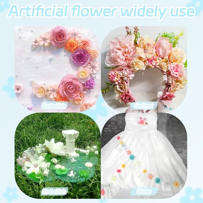 Featuman Artificial Flower Heads Bulk, Purple Fake Flowers Faux Daisy Fabric Flowers for Craft, 40 Pcs Mini Silk Flower Heads Artificial Daisies Fabric Flowers Heads for Wedding Hair Cap