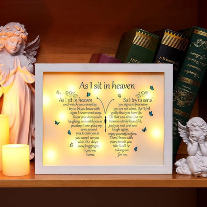 WOODEXPE Sympathy Gift LED Memorial Shadow Box 8x10 Memorial Gifts for Loss of Loved One (Butterfly White)