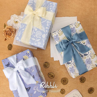 Ribbli White Silk Satin Ribbon - 1.5 Inch x 30 Yard Handmade Frayed Chiffon for Gift Wrapping, Wedding Invitations, Bridal Bouquets & Home Decor