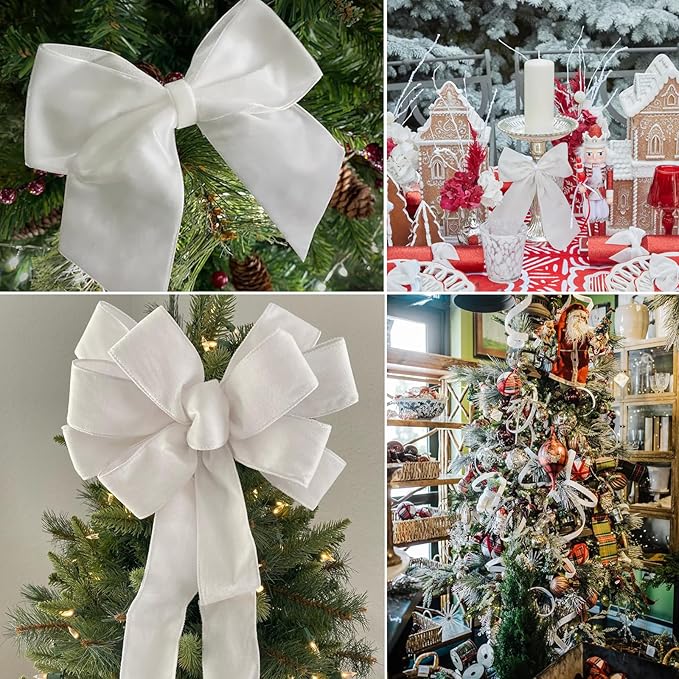 White Velvet Ribbon - 3/8 Inch x 10 Yards for Gift Wrapping, Crafts, Christmas Decor, Bow Making, Vintage Fabric