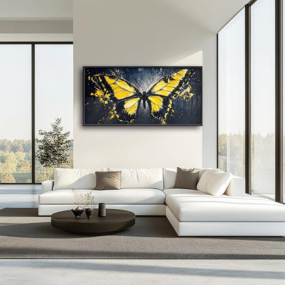 Butterfly Large Wall Art Framed Wall Decor for Living Room Black Butterfly Pictures Oversized Canvas Print Painting Modern Extra Large Framed Artwork for Bedroom Office Home Decor 60"x30"