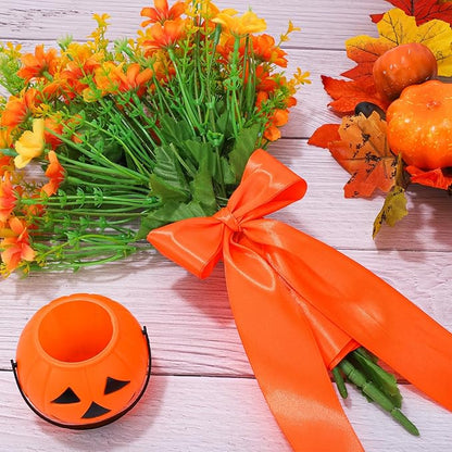 Orange Ribbon 1-1/2 Inch 60 Yards Orange Satin Ribbon Fall Decor Ribbons for Gift Wrapping Crafts Flower Bouquet Halloween Christmas Decorations