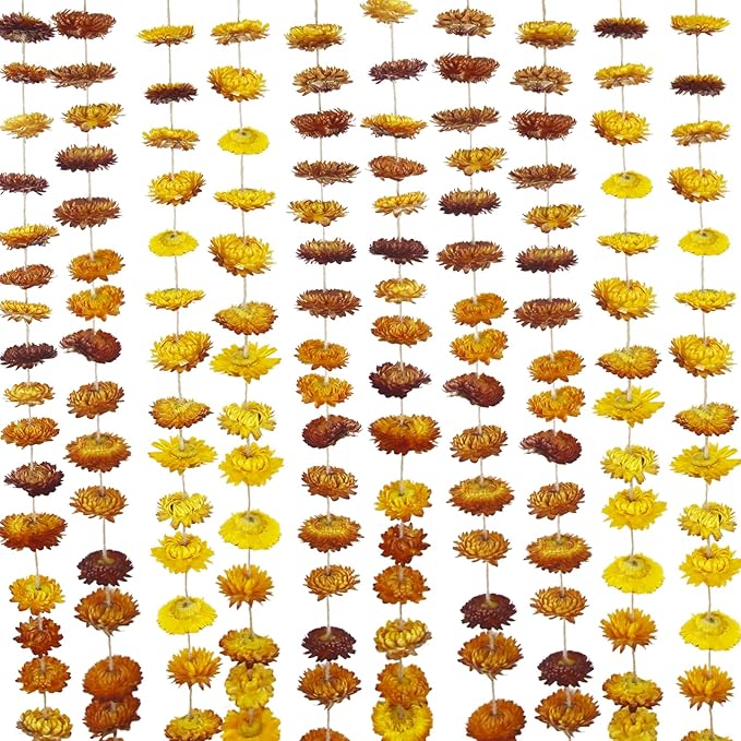 Dried Flowers Garland Real Daisy Sunflower Garlands 8.7ft 63Pcs Bulk Natural Dried Flowers Heads Gerbera Daisies Dry Flower Arrangement for Wedding Boho Decor Home Party Wall Hanging Decoration