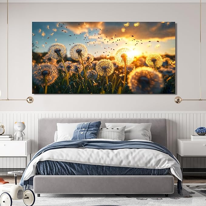 Canvas Wall Art Decor White Modern Large Wall Art Canvas Prints Artwork Floral Canvas Wall Art Pictures For Living Room Decorations Paintings Artwork For Walls Bedroom Office Wall Decor 24 × 48 Inch