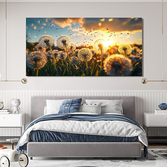 Canvas Wall Art Decor White Modern Large Wall Art Canvas Prints Artwork Floral Canvas Wall Art Pictures For Living Room Decorations Paintings Artwork For Walls Bedroom Office Wall Decor 24 × 48 Inch