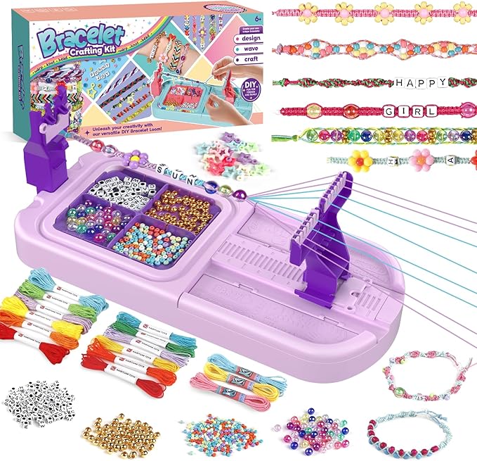 IFLOVE Arts and Crafts for Kids Ages 8-12,Friendship Bracelet Making Kit for Girl,DIY Arts and Crafts Maker for Kids,Jewelry Making Kit Christmas Gifts for Ages 6 7 8 9 10 11 12 Year Old (Purple)
