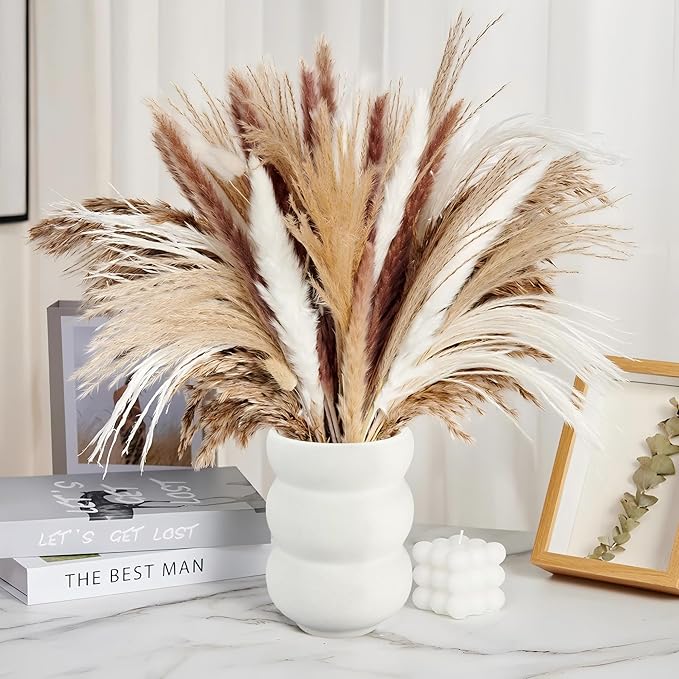 White Vases Set of 10, Small Ceramic Flower Vases Bulk Bud Vases for Wedding Table Centerpieces Decor Pampas Grass Modern Boho Home Party Decor DIY Gift