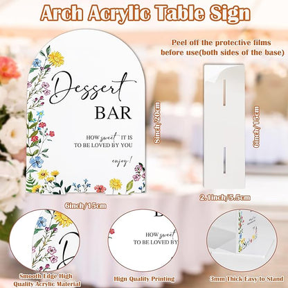 Acrylic Wedding Signs Dessert Bar Sign for Reception, 6x8" Floral Themed Arch Acrylic Dessert Table Decor, Love Is In Bloom & Baby In Bloom Decorations for Baby Shower Bridal Shower Engagement