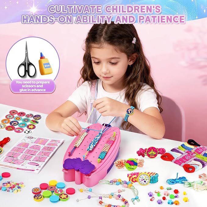 OCHIDO 2 in 1 Friendship Bracelet Kit, Bracelet Making Kit for Girls, Arts and Crafts for Kids Ages 8-12, DIY String Bracelet Maker, Birthday Christmas Gift for Girl 6 7 9 10 11 12+ Year Old