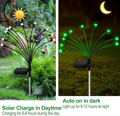 Kohlrabi Solar Halloween Lights Outdoor, 6 Pack 60 LED Solar Green Firefly Lights Waterproof, Sway by Wind, Swaying Light for Yard Patio Backyard Garden Planter Flower Bed Pathway Outdoor Decoration