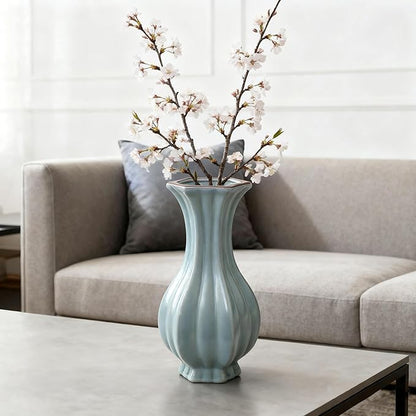 8-inch ice Cracked Glazed Ceramic vase, Modern Eastern Style Ceramic vase, Dining Table, Central Living Room Shelf Decoration (TQ05)