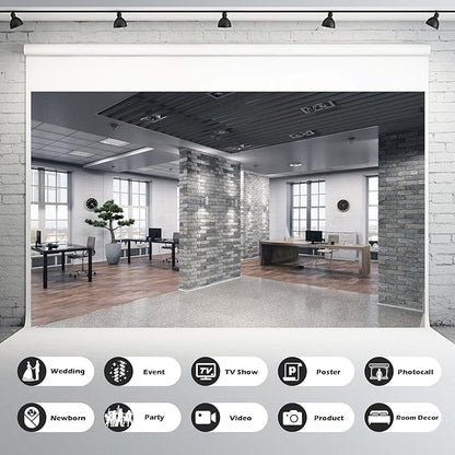 Modern Office Background for Video Conference Business Office Backdrop Interior Brick Wall Windows Virtual Offices Scene Photography Background Live Video Zoom Calls Backdrop Props 10x6.5ft