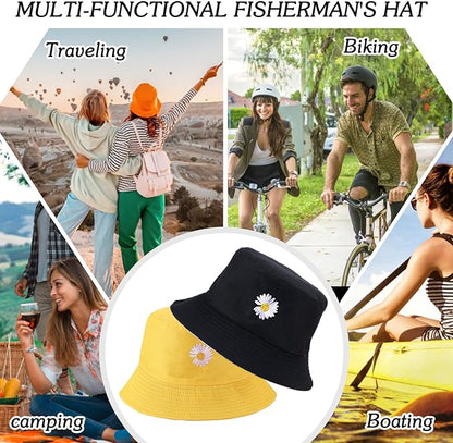 Sun Hat for Women Bucket Hat Cotton Reversible Summer Travel Beach Fishing Cap