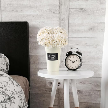 White Dried Hydrangea Flowers Artificial, Faux Fall Floral Stems for Home Decor, Wedding, Vase Fillers (White)