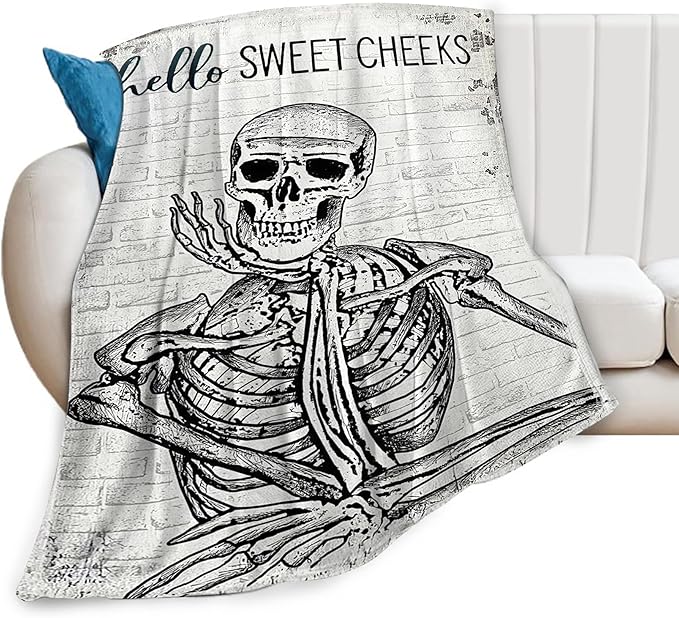 Funny Skeleton Throw Blanket - Skull Gifts and Decor for Boys, Men, Girls, Women, Kids, Adults - Soft Warm Cozy Fleece for Couch, Sofa, Bed 50"x40"