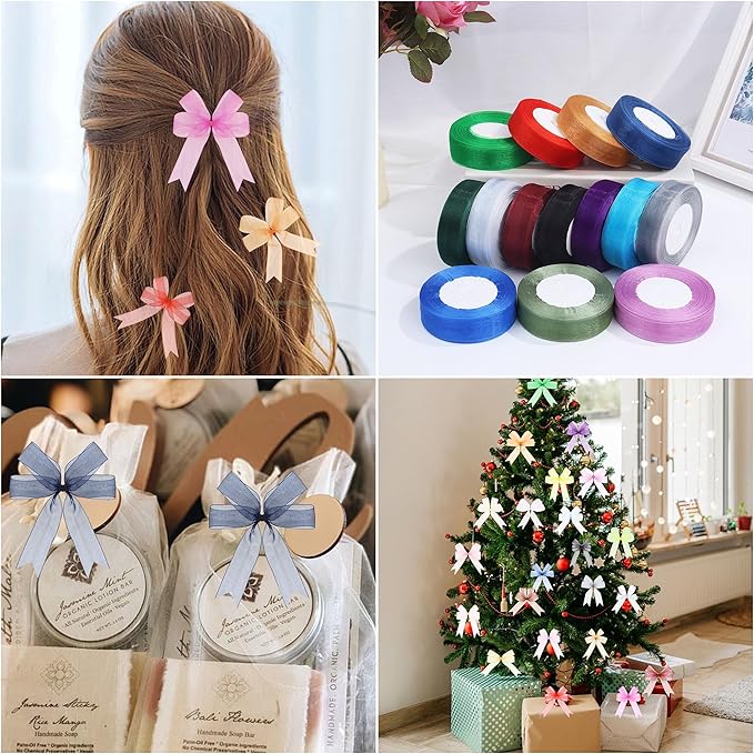 3/4 Inch x 50 Yards Sheer Organza Ribbon Chiffon Ribbon for Gift Wedding Flower Bouquet Wrapping Decorations Crafts (Dusty Blue)
