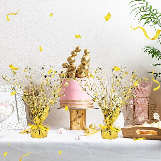 Crowye 3 Pieces Metallic Foil Spray Centerpiece Christmas Party Star Table Decoration Burst Centerpieces Fall Table Decor for Birthday New Year 2026 Party Holiday(Gold)